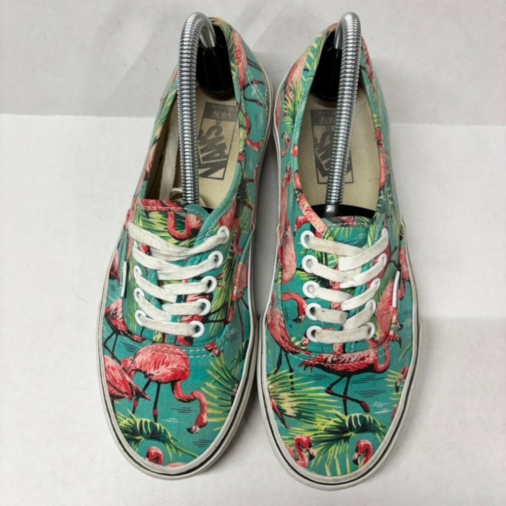 Vans Mens Authentic Canvas Teal Pink Flamingo Tropical Print M8 W9.5 Sneakers - Picture 5 of 12